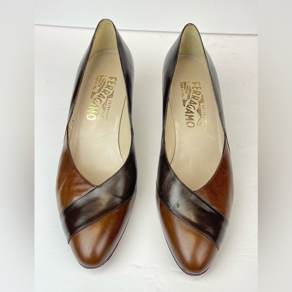 Salvatore Ferragamo Brown Leather Heels Size 7.5B - Picture 7 of 9
